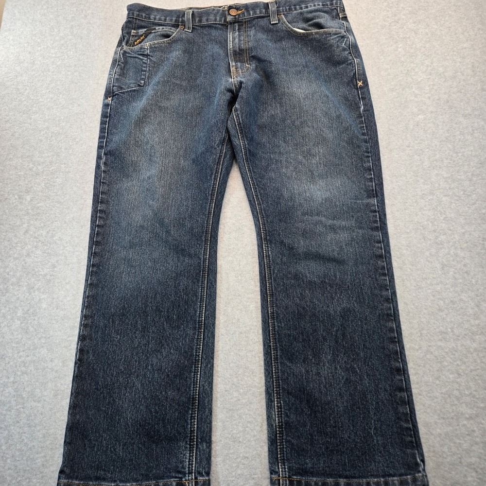 Ariat Rebar M5 Straight Leg Mens Blue Denim Work Jeans Size 36x30